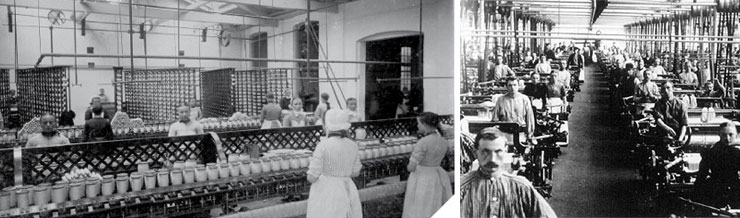 Textielfabriek met arbeiders